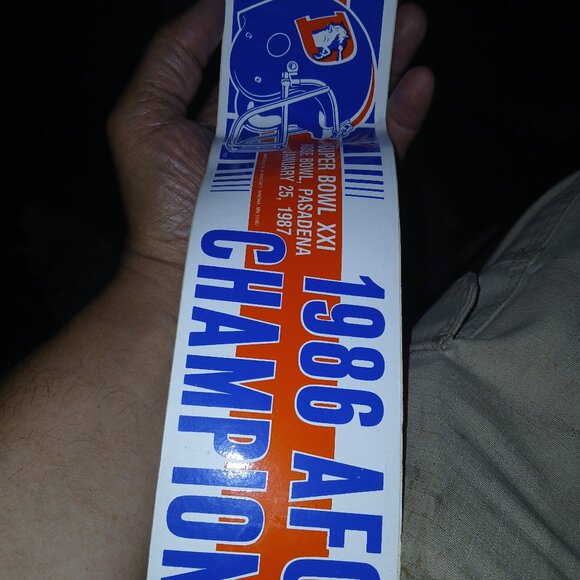1986 AFC Champions DENVER BRONCOS SUPER BOWL XXI bumper sticker unused - Picture 1 of 1